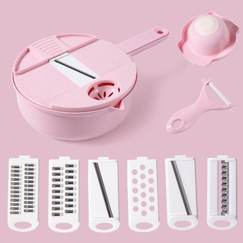 Manual Vegetable Chopper and Salad Shredder Set pink by HitMyNeed
