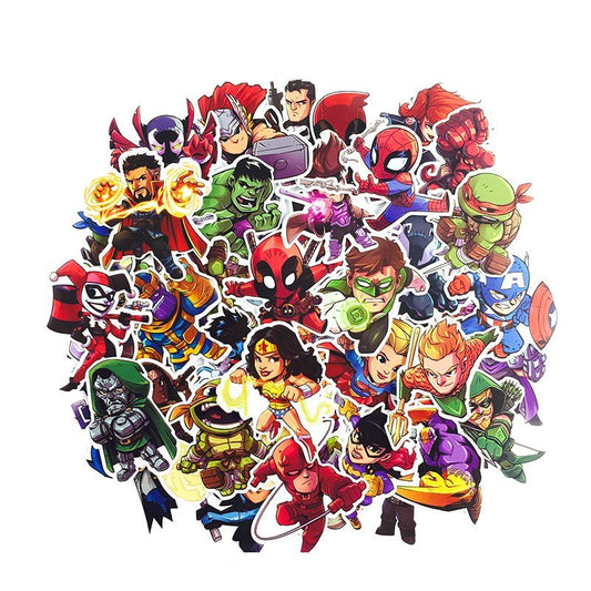 Marvel & DC Cartoon Vinyl Sticker Pack (50pcs) by HitMyNeed