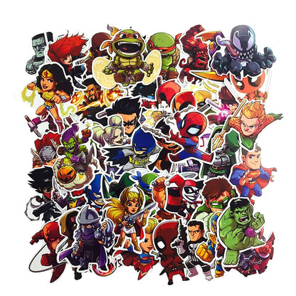 Marvel & DC Cartoon Vinyl Sticker Pack (50pcs) by HitMyNeed