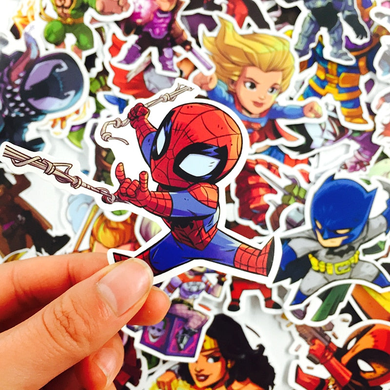 Marvel & DC Cartoon Vinyl Sticker Pack (50pcs) by HitMyNeed