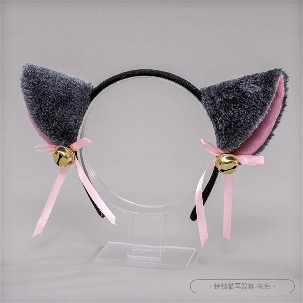 Masquerade Cat Ear Headband with Bell for Cosplay gray by HitMyNeed