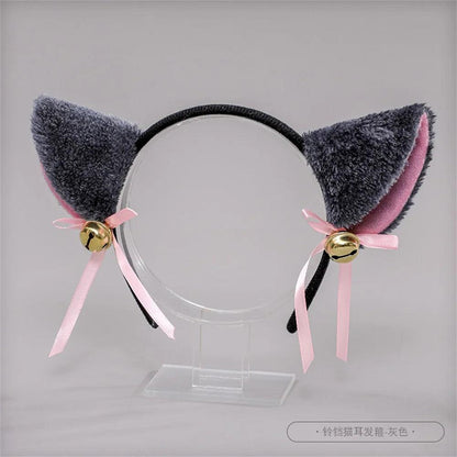 Masquerade Cat Ear Headband with Bell for Cosplay gray by HitMyNeed