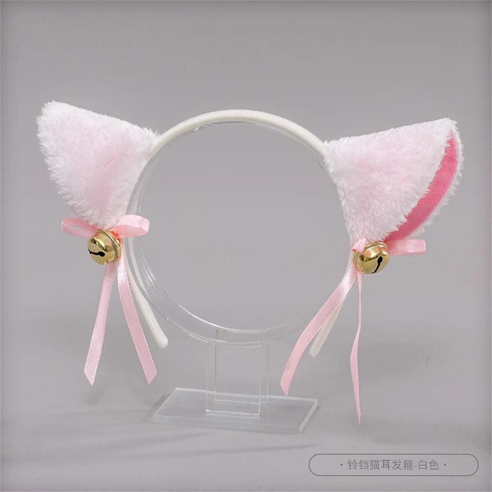 Masquerade Cat Ear Headband with Bell for Cosplay white by HitMyNeed