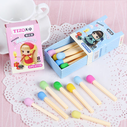 Matchstick Pencil Eraser Set in Slide Box by HitMyNeed