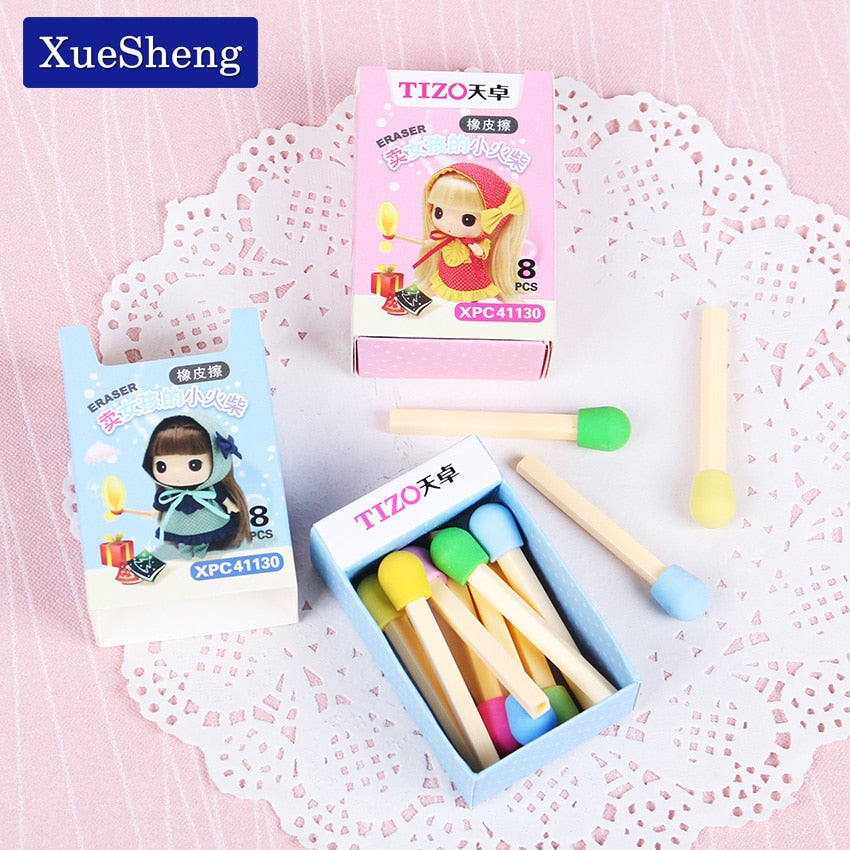 Matchstick Pencil Eraser Set in Slide Box by HitMyNeed