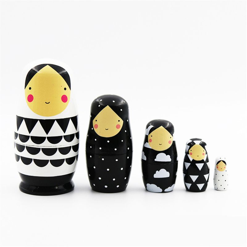 Matryoshka Wooden Nesting Dolls Set, 5 Pieces by HitMyNeed