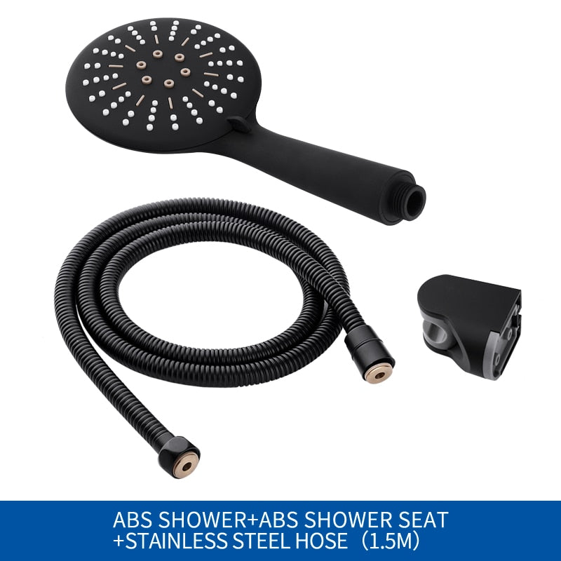 Matte Black 3-Function Handheld Shower Head Set by HitMyNeed