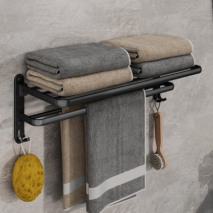 Matte Black 50cm Folding Wall-Mounted Towel Rack by HitMyNeed