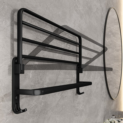 Matte Black 50cm Folding Wall-Mounted Towel Rack by HitMyNeed