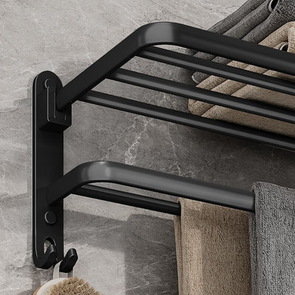 Matte Black 50cm Folding Wall-Mounted Towel Rack by HitMyNeed