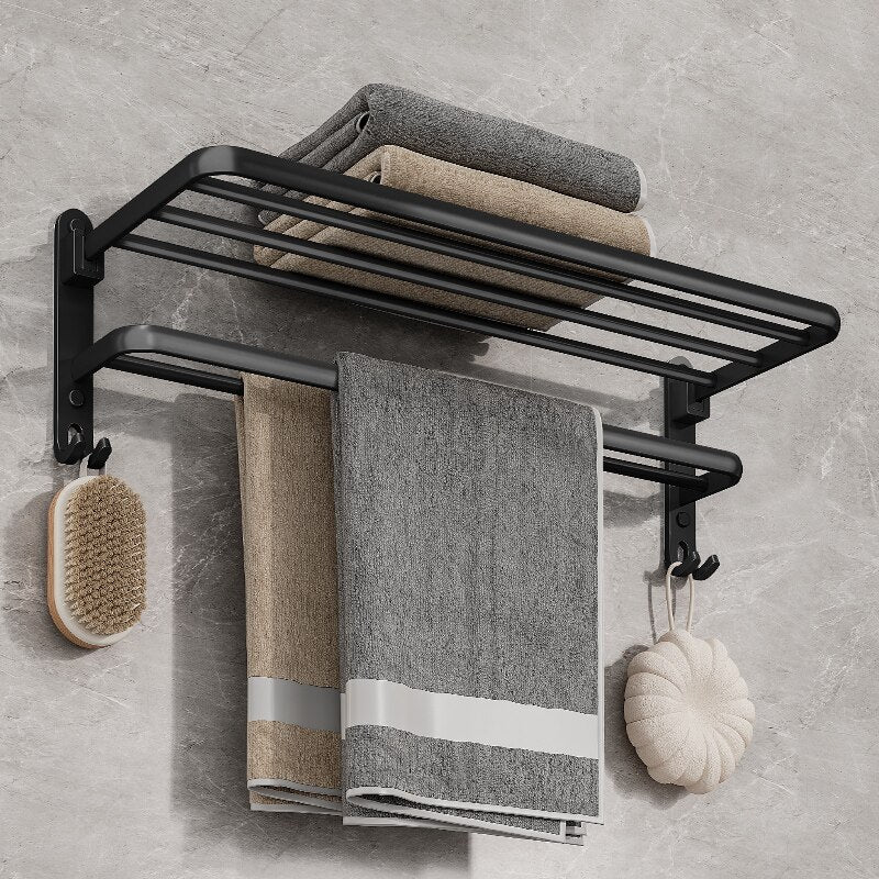 Matte Black 50cm Folding Wall-Mounted Towel Rack by HitMyNeed