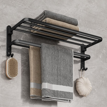 Matte Black 50cm Folding Wall-Mounted Towel Rack by HitMyNeed