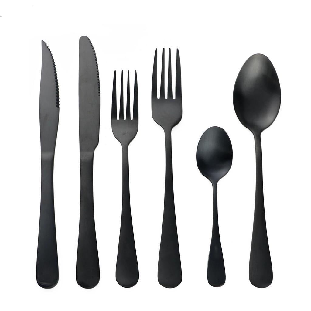 Matte Black Stainless Steel Cutlery Set, 6 Piece by HitMyNeed