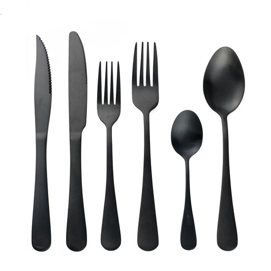 Matte Black Stainless Steel Cutlery Set, 6 Piece by HitMyNeed