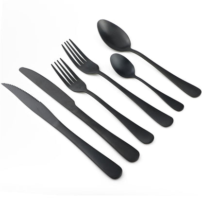 Matte Black Stainless Steel Cutlery Set, 6 Piece by HitMyNeed