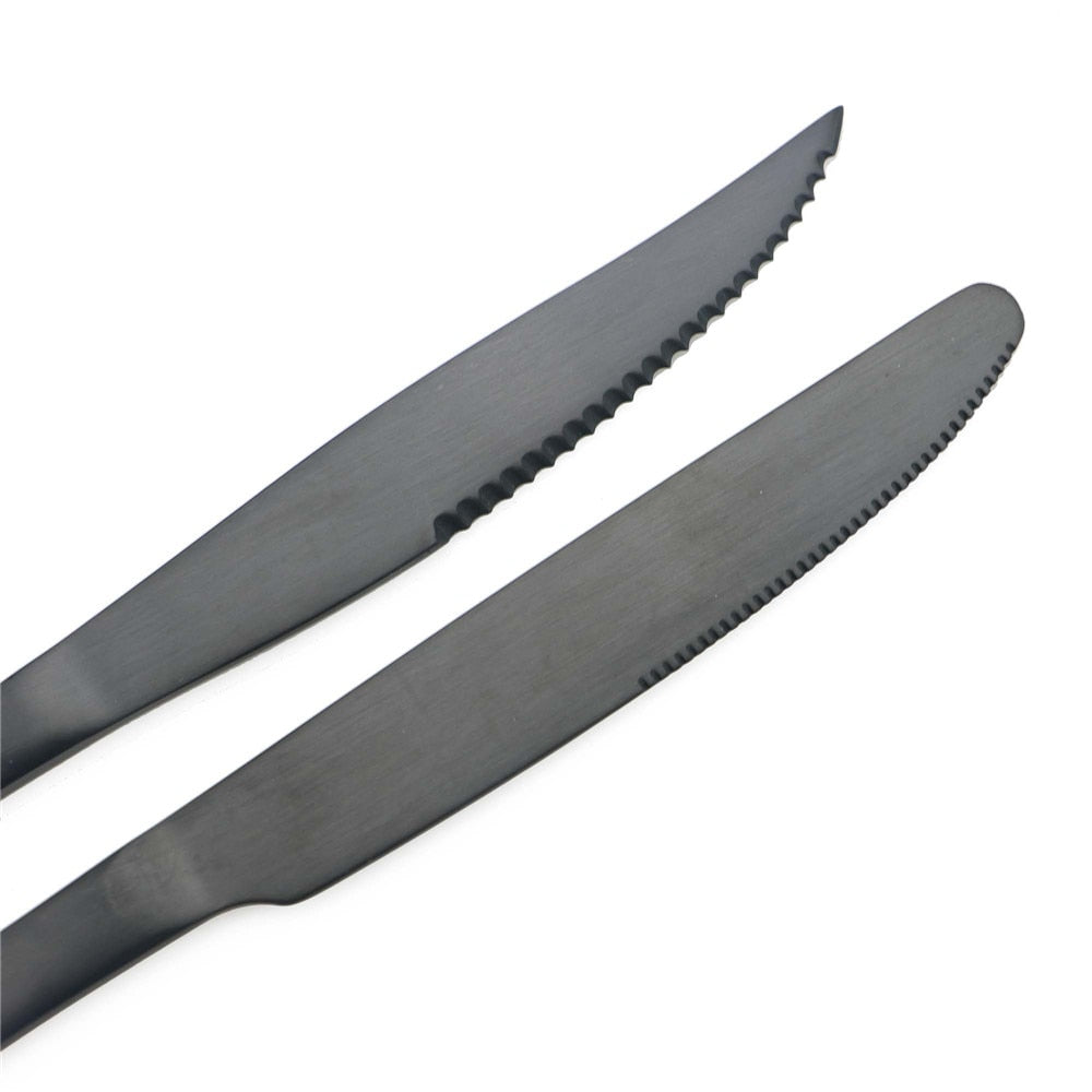 Matte Black Stainless Steel Cutlery Set, 6 Piece by HitMyNeed