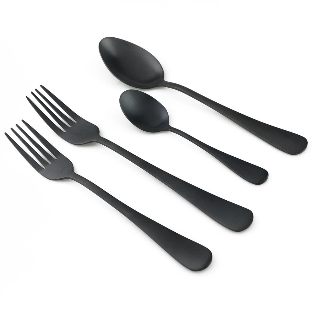 Matte Black Stainless Steel Cutlery Set, 6 Piece by HitMyNeed