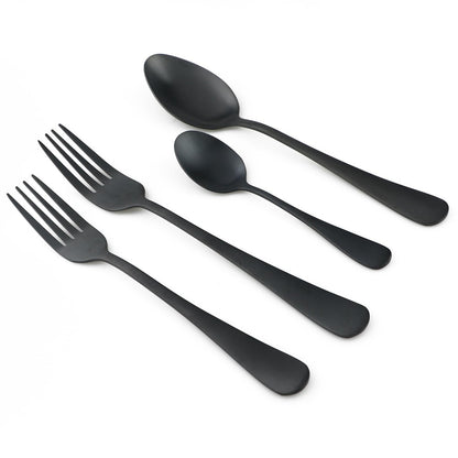 Matte Black Stainless Steel Cutlery Set, 6 Piece by HitMyNeed
