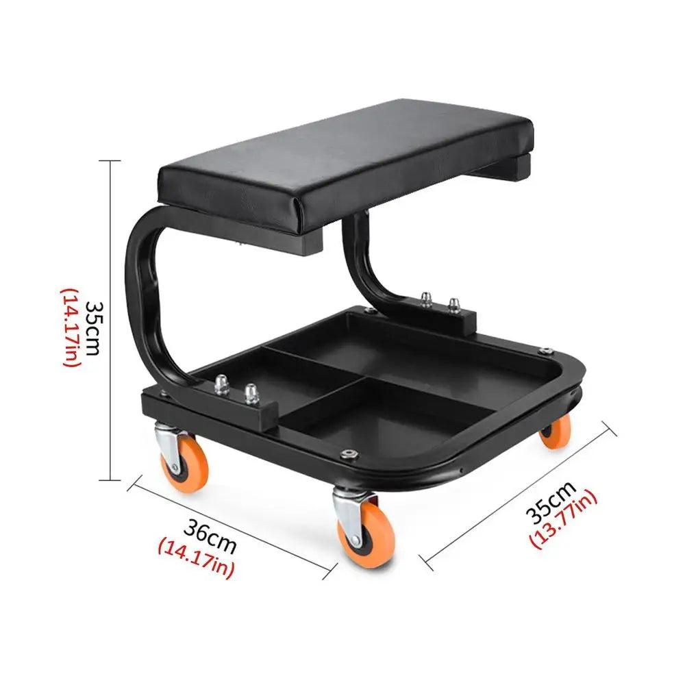 Mechanical Tool Trolley Stool with Wheels 113kg Load black by HitMyNeed