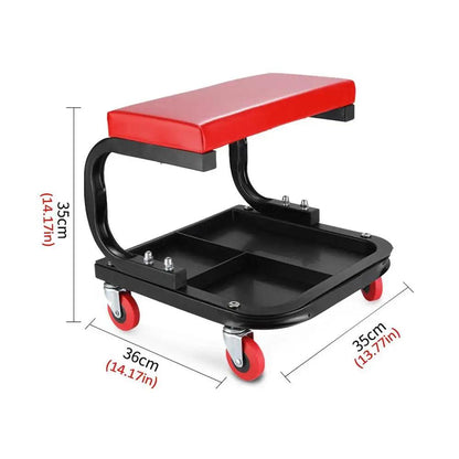 Mechanical Tool Trolley Stool with Wheels 113kg Load red by HitMyNeed