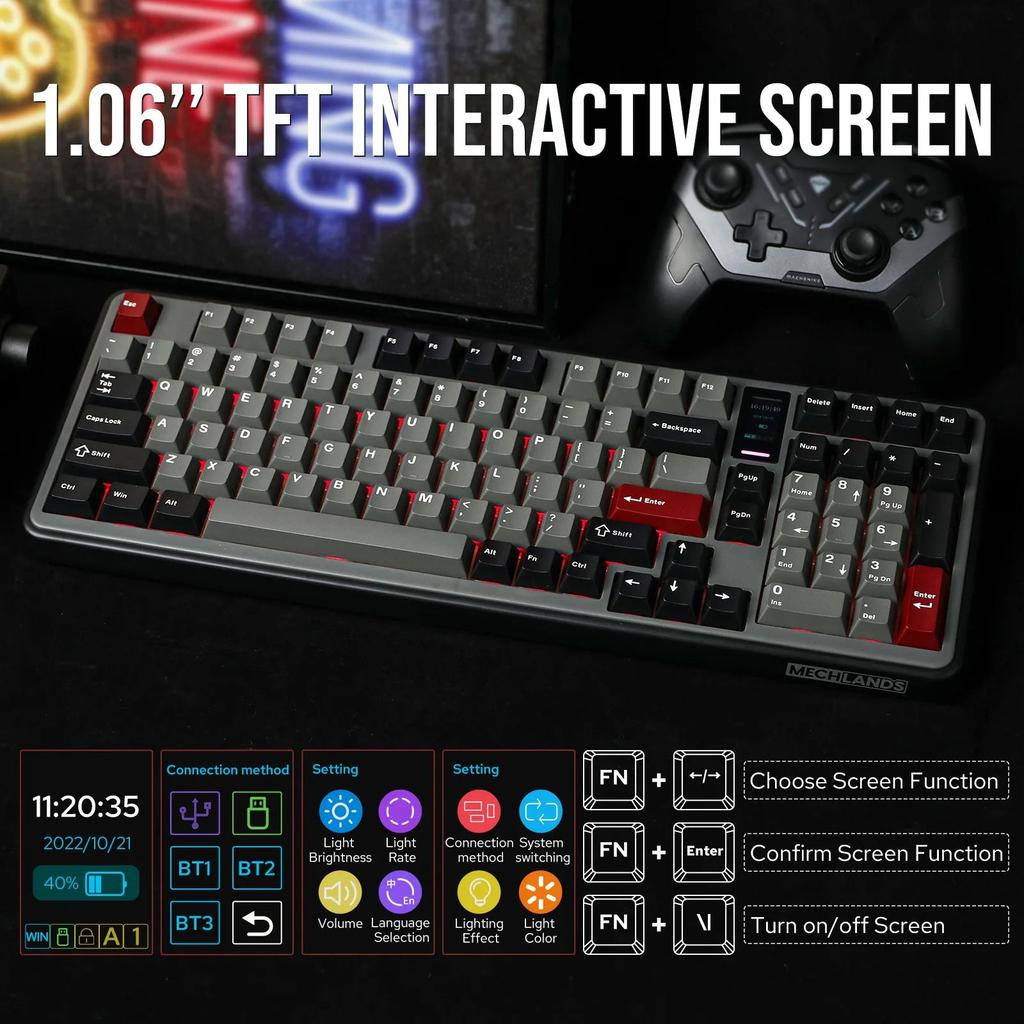 MechLands Vibe99 1800 Layout Tri-Mode Mechanical Keyboard by HitMyNeed