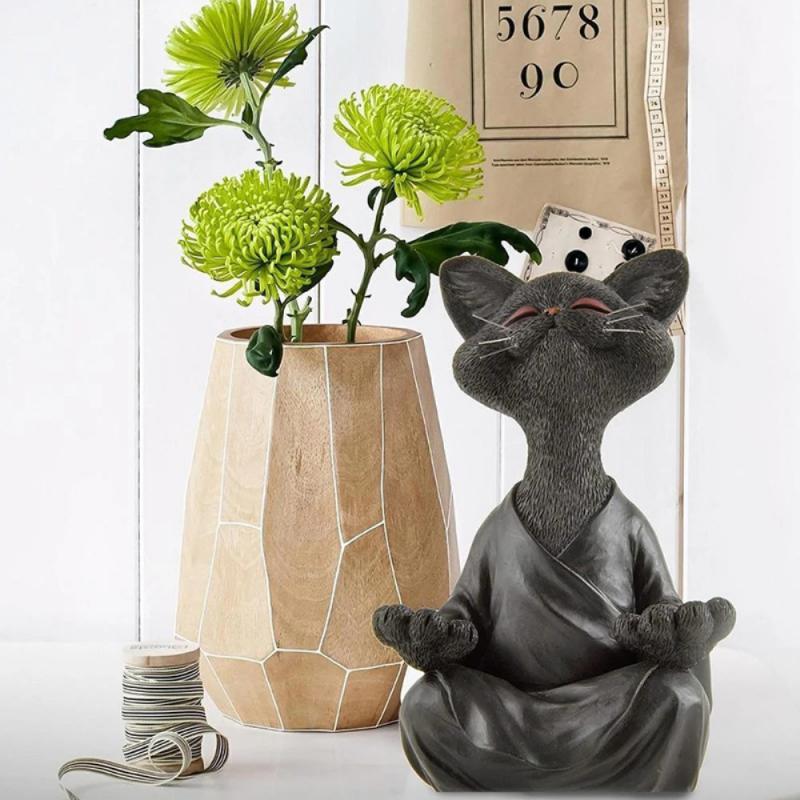 Meditating Cat Buddha Resin Figurine 12.5cm by HitMyNeed