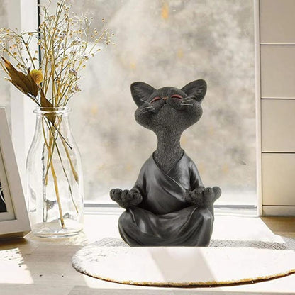 Meditating Cat Buddha Resin Figurine 12.5cm by HitMyNeed