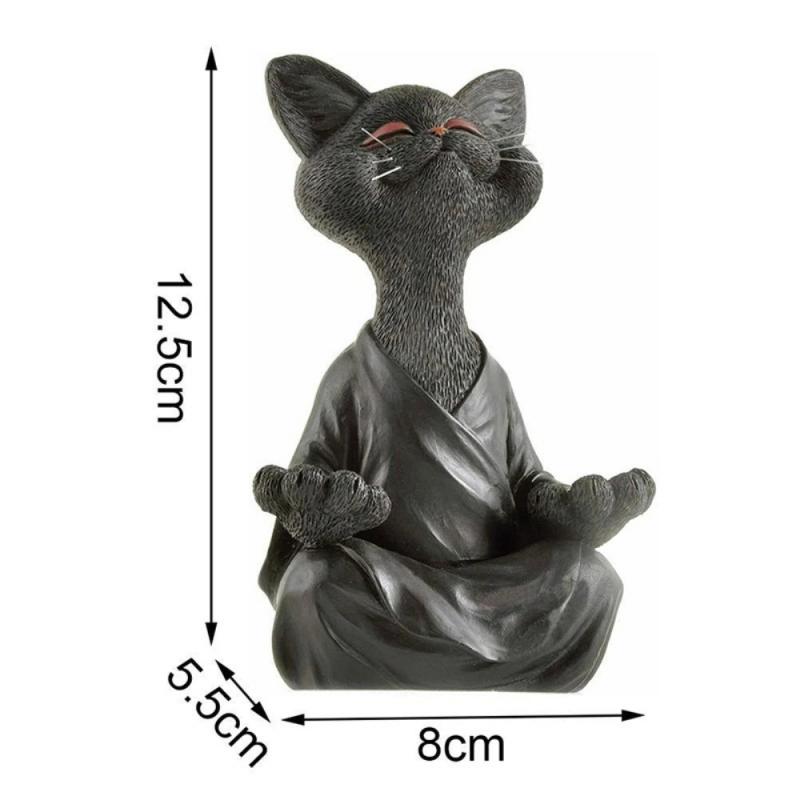 Meditating Cat Buddha Resin Figurine 12.5cm by HitMyNeed