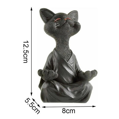 Meditating Cat Buddha Resin Figurine 12.5cm by HitMyNeed