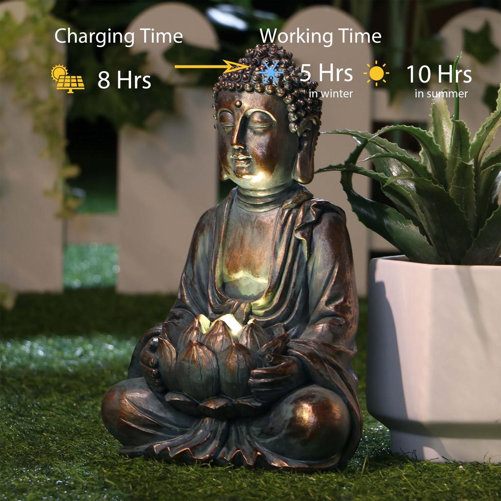 Meditating Garden Buddha Statue with Solar Light by HitMyNeed