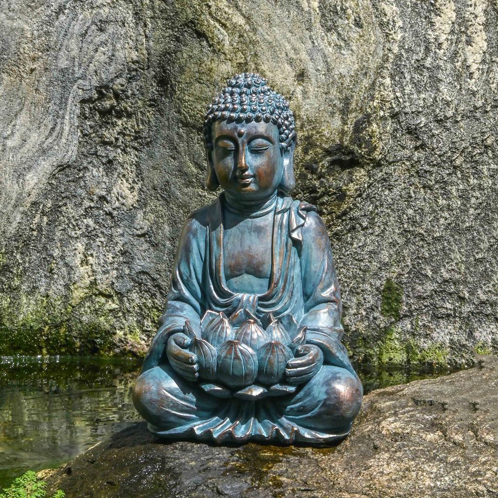 Meditating Garden Buddha Statue with Solar Light by HitMyNeed