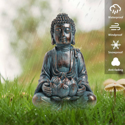 Meditating Garden Buddha Statue with Solar Light by HitMyNeed