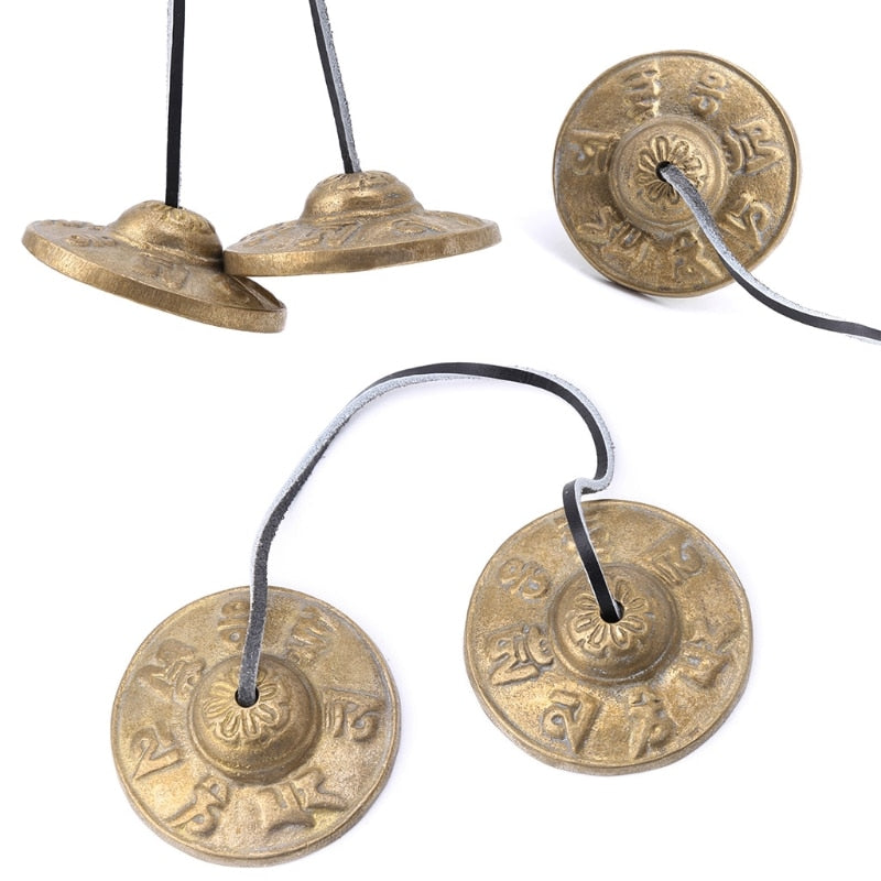 Meditation Bell Tingsha Cymbals with Six-Word Symbols by HitMyNeed