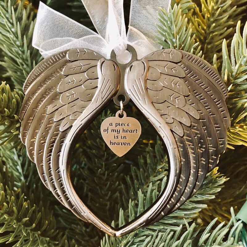 Memorial Angel Wings Christmas Tree Ornament by HitMyNeed