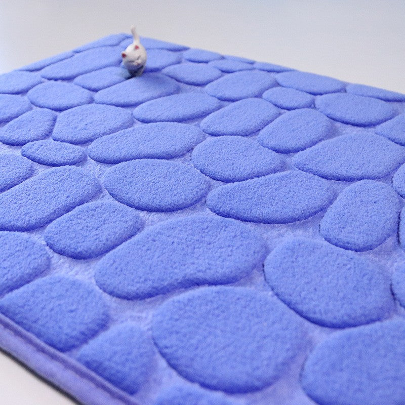 Memory Foam Cobblestone Velvet Non-Slip Floor Mat blue by HitMyNeed