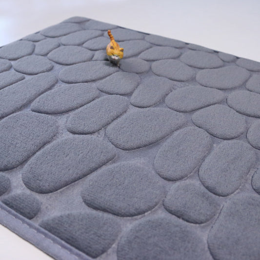 Memory Foam Cobblestone Velvet Non-Slip Floor Mat light-gray by HitMyNeed