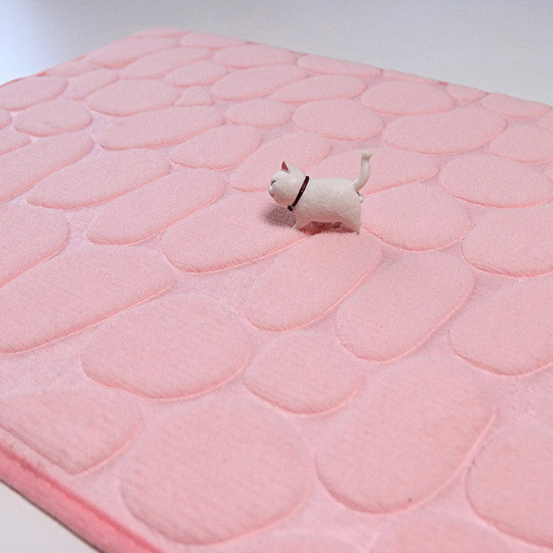 Memory Foam Cobblestone Velvet Non-Slip Floor Mat pink by HitMyNeed