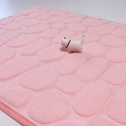 Memory Foam Cobblestone Velvet Non-Slip Floor Mat pink by HitMyNeed