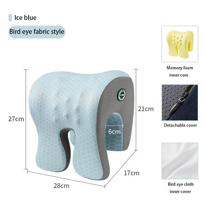 Memory Foam Neck Support Nap Pillow for Desk & Travel ice-blue by HitMyNeed