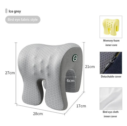 Memory Foam Neck Support Nap Pillow for Desk & Travel ice-grey by HitMyNeed