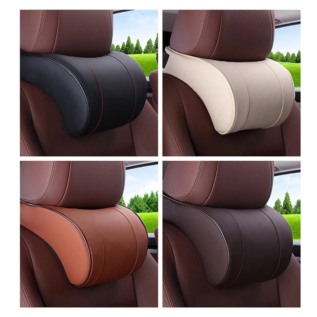 Memory Foam PU Leather Car Neck Pillow Headrest by HitMyNeed