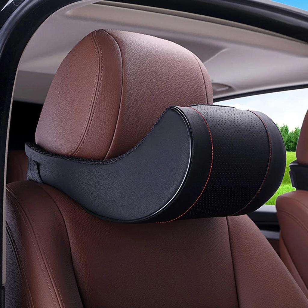 Memory Foam PU Leather Car Neck Pillow Headrest by HitMyNeed