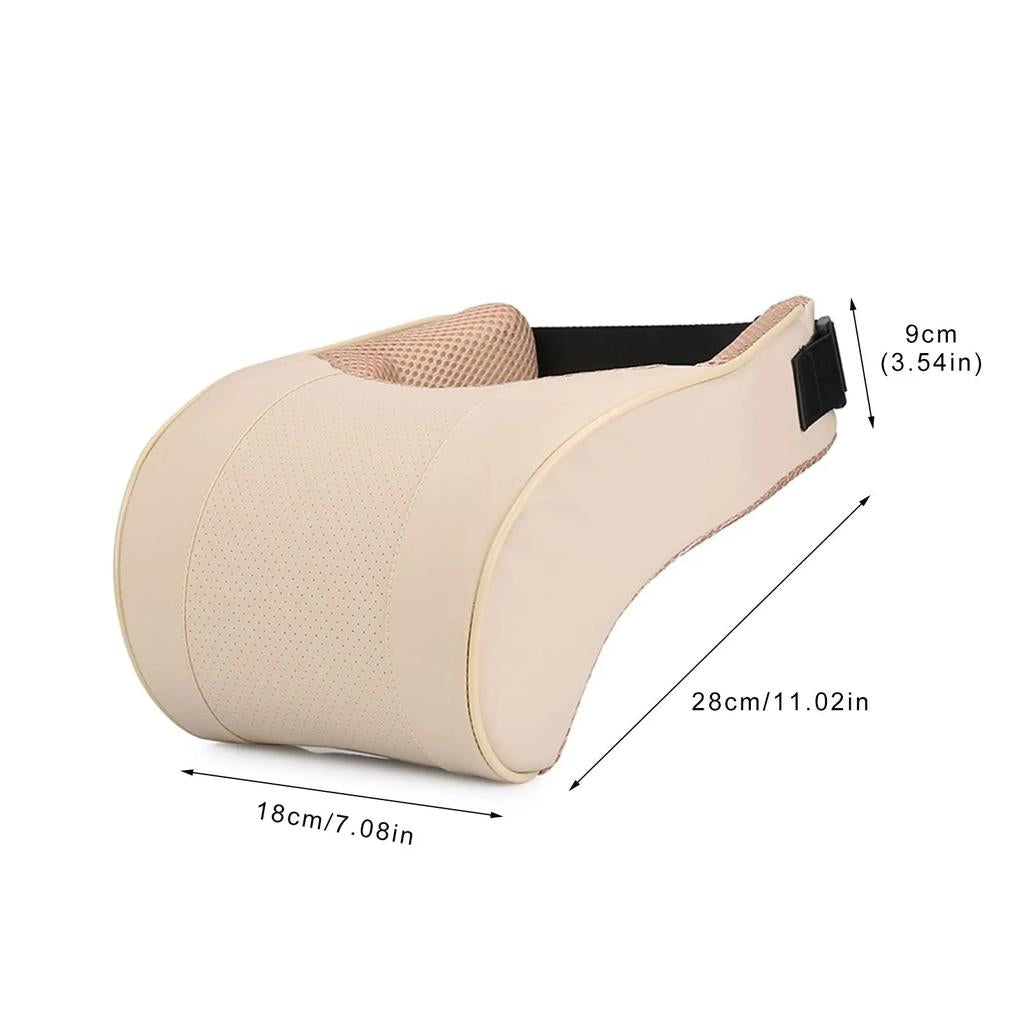 Memory Foam PU Leather Car Neck Pillow Headrest beige by HitMyNeed