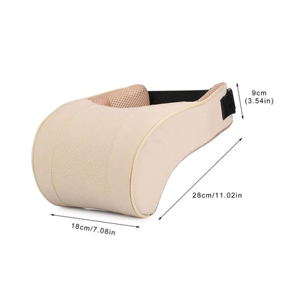 Memory Foam PU Leather Car Neck Pillow Headrest beige by HitMyNeed