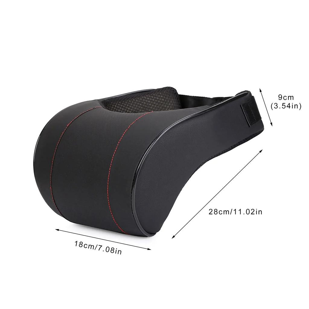 Memory Foam PU Leather Car Neck Pillow Headrest black by HitMyNeed