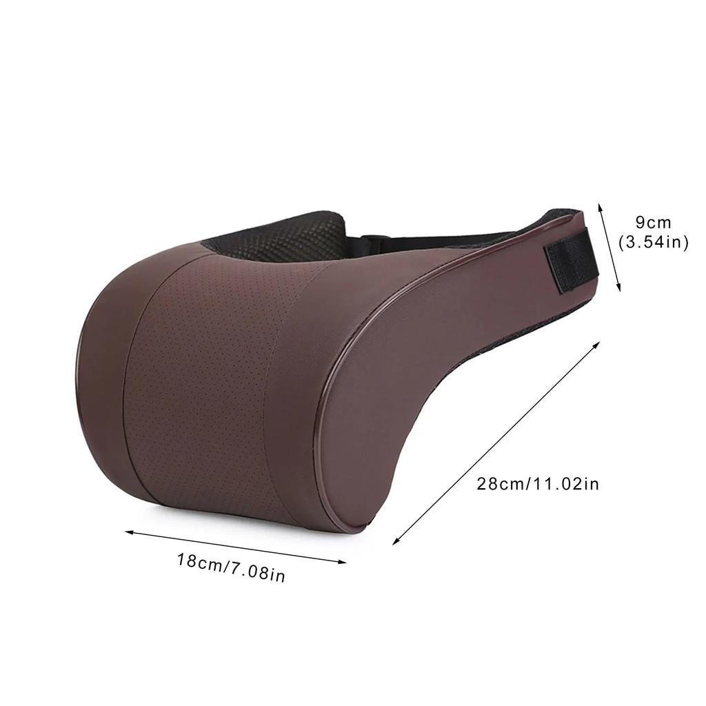 Memory Foam PU Leather Car Neck Pillow Headrest brown-a by HitMyNeed