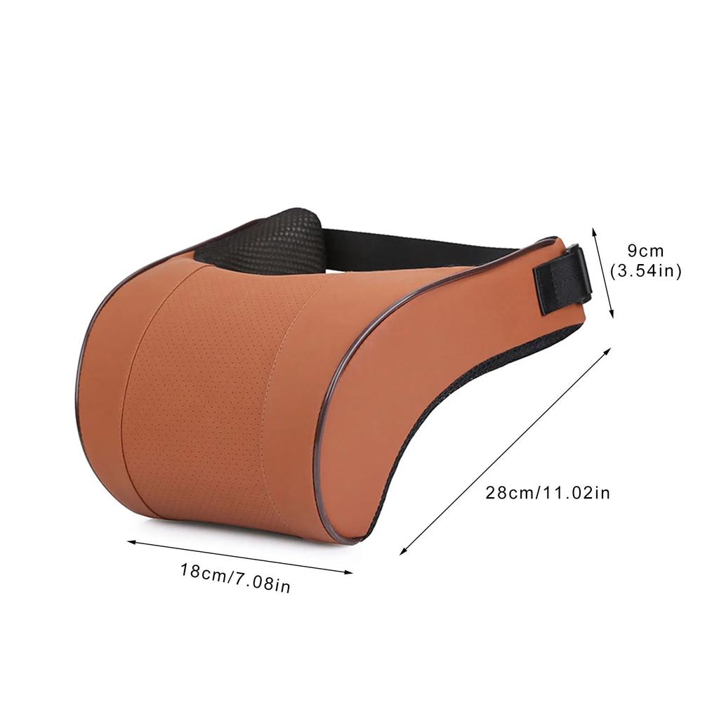 Memory Foam PU Leather Car Neck Pillow Headrest brown-b by HitMyNeed