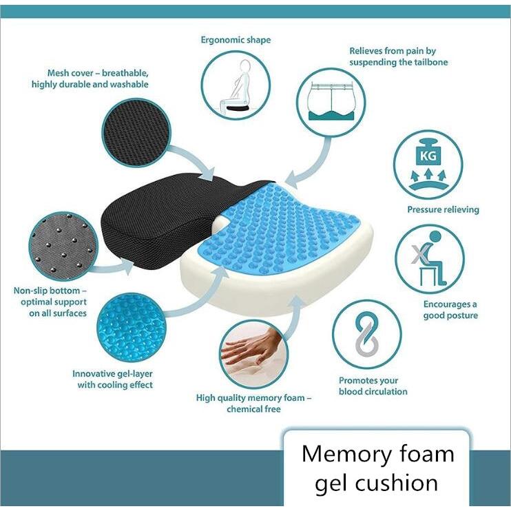 Memory Foam Seat Cushion with Cooling Gel Layer by HitMyNeed