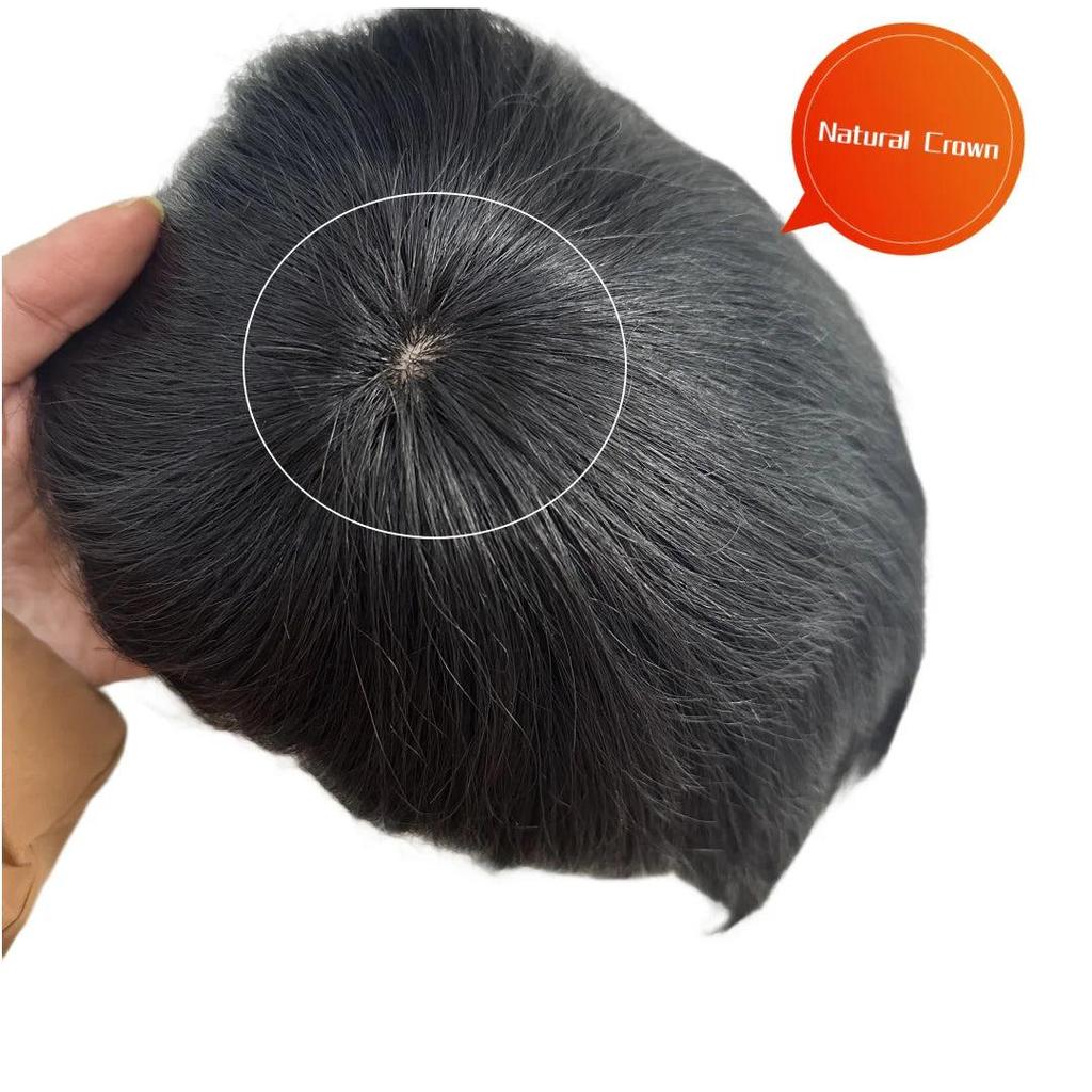 Men's 100% Human Hair Toupee for Baldness & White Hair by HitMyNeed