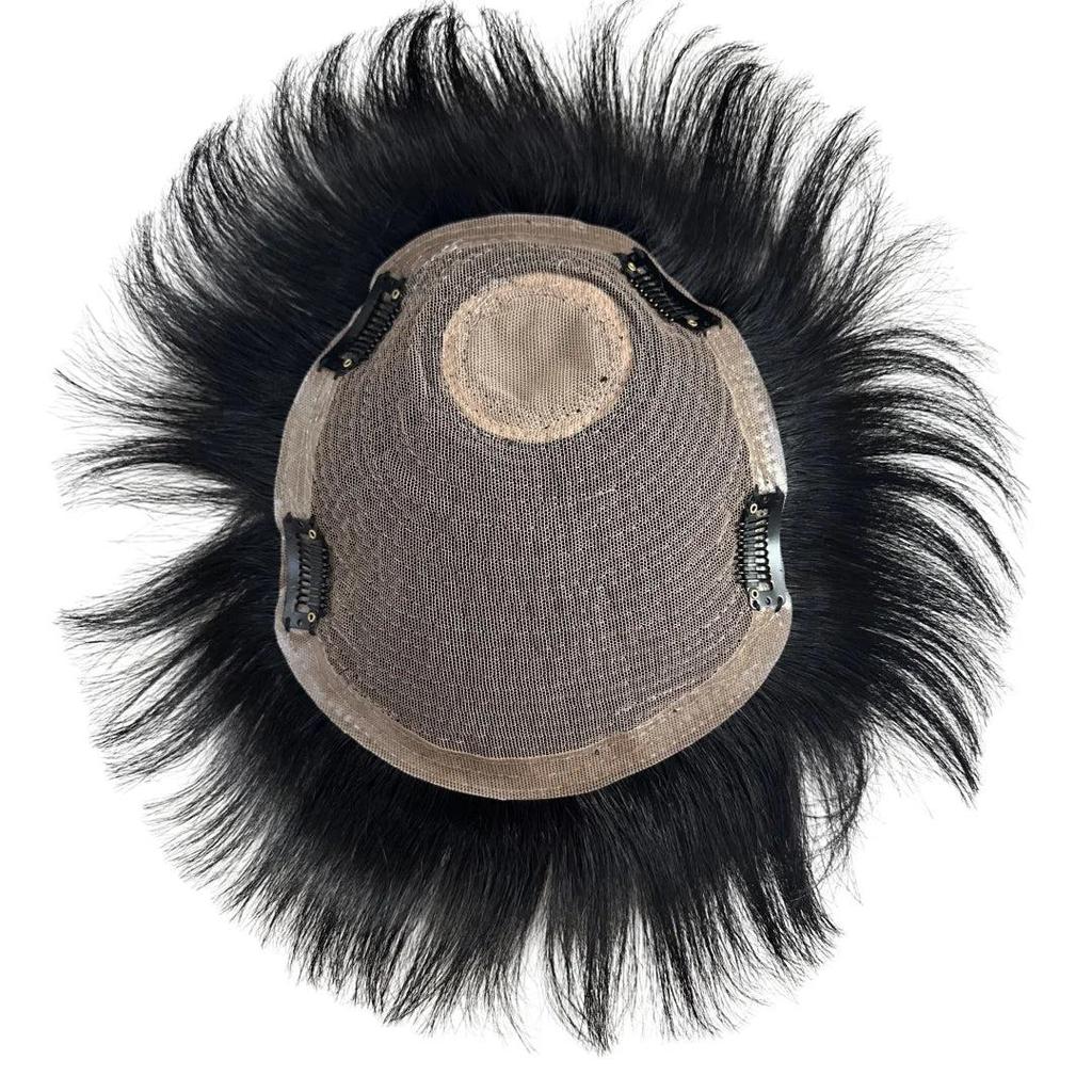 Men's 100% Human Hair Toupee for Baldness & White Hair 20x22cm by HitMyNeed